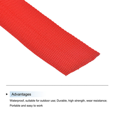 Harfington Lightweight Polypropylene Webbing Strap 2" 10 Yard Backpack Strapping Band Orange Red for Outdoor Luggage Cargo Straps