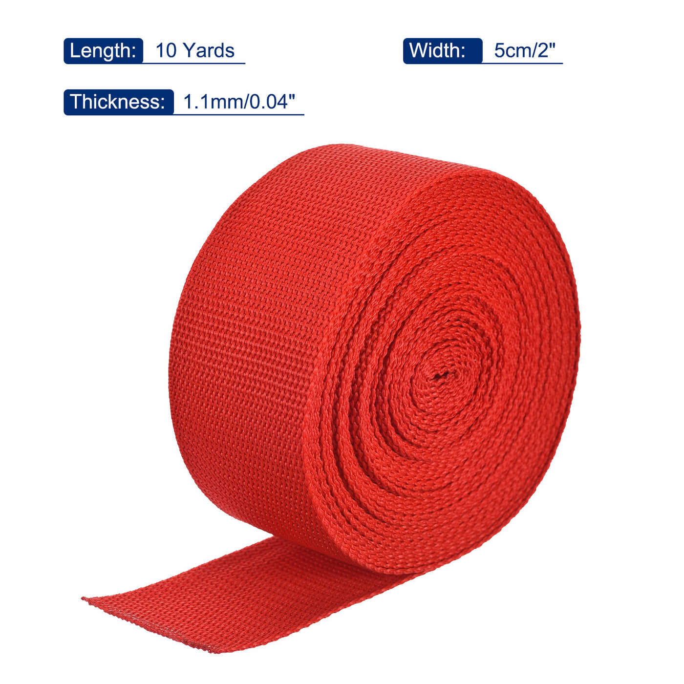 Harfington Lightweight Polypropylene Webbing Strap 2" 10 Yard Backpack Strapping Band Red for Outdoor Luggage Cargo Straps