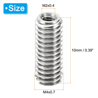 Harfington Thread Adapters Sleeve Reducing Nut, 20 Pcs M4x0.7 Male to M2x0.4 Female Repairing Insert Nut Screw Reducer Stainless Steel Fastener 10mm