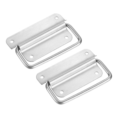 uxcell Uxcell Chest Handles, 2Pcs - Stainless Steel Folding Handle, Pull Handles for Wooden Box Tool Box Industrial Equipment Box Cutting Board Trunk (Silver)