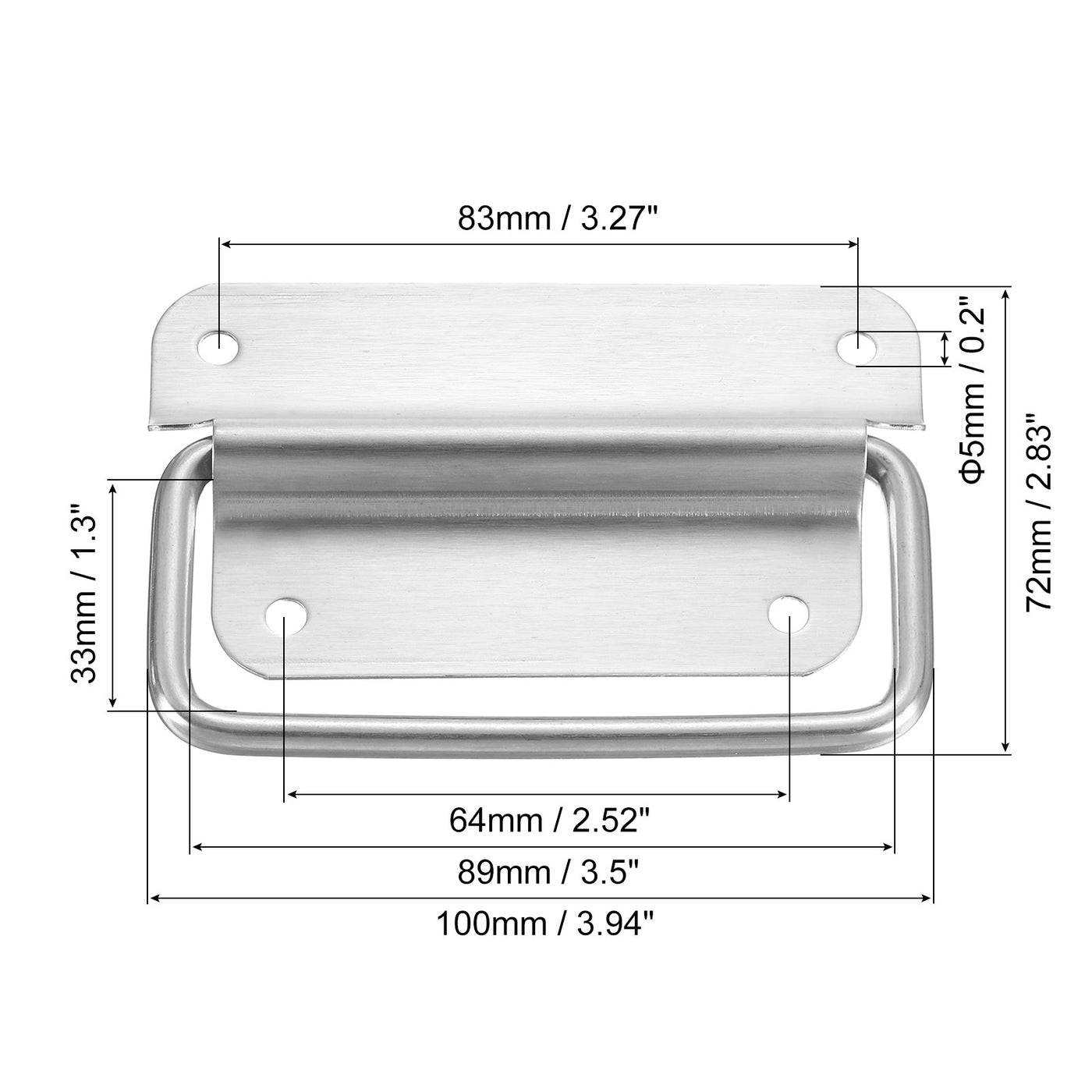 uxcell Uxcell Chest Handles, 5Pcs - Stainless Steel Folding Handle, Pull Handles for Wooden Box Tool Box Industrial Equipment Box Cutting Board Trunk (Silver)