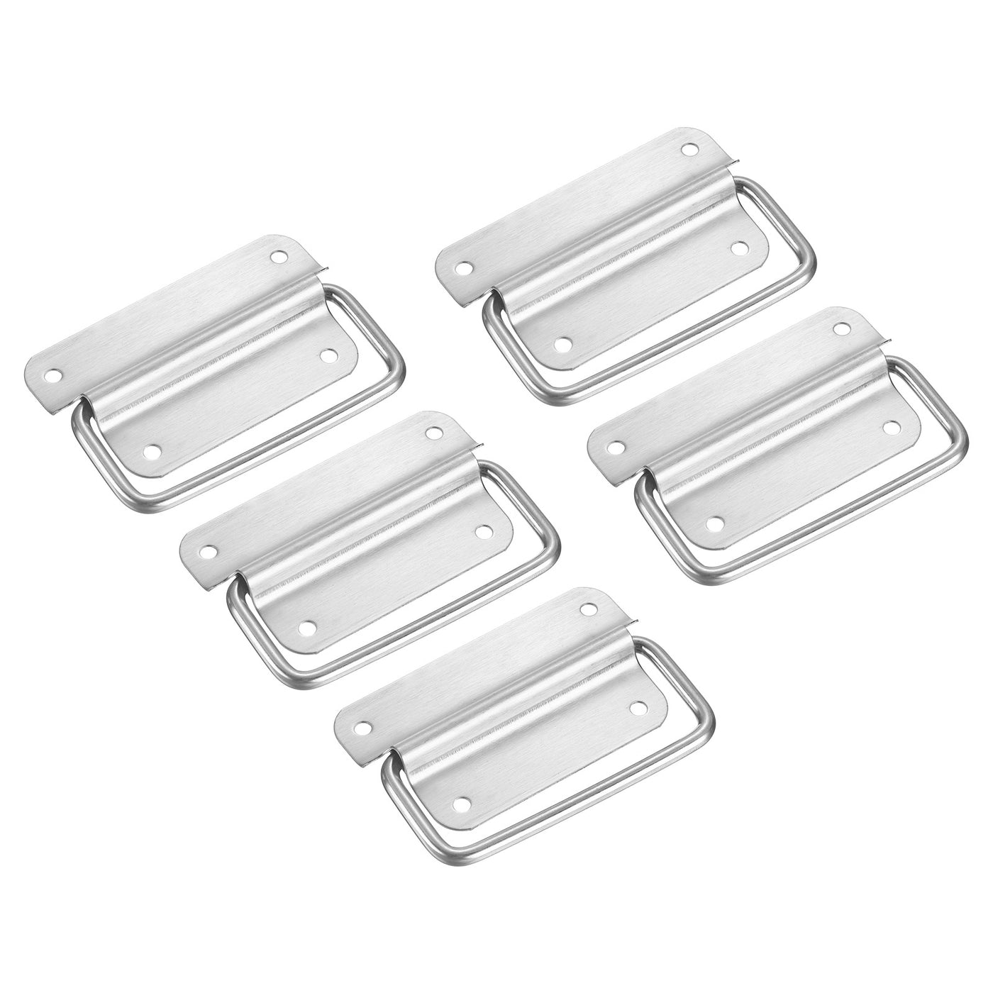 uxcell Uxcell Chest Handles, 5Pcs - Stainless Steel Folding Handle, Pull Handles for Wooden Box Tool Box Industrial Equipment Box Cutting Board Trunk (Silver)