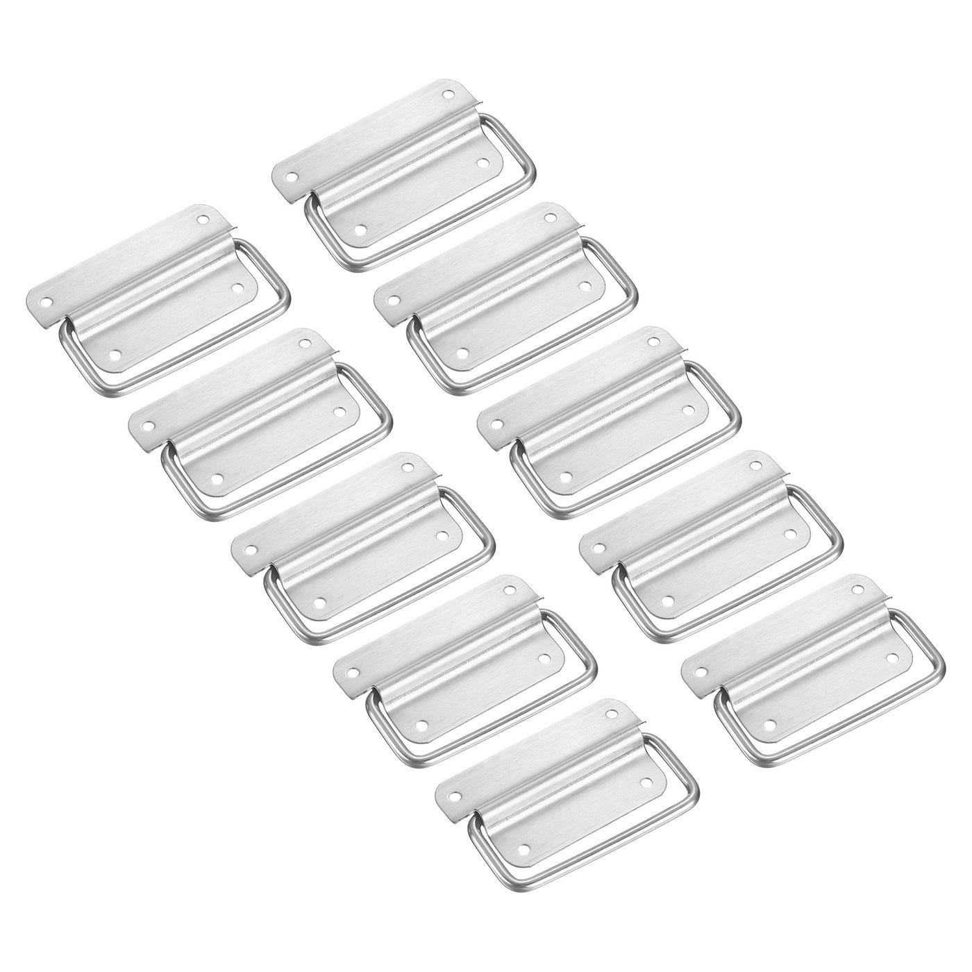 uxcell Uxcell Chest Handles, 10Pcs - Stainless Steel Folding Handle, Pull Handles for Wooden Box Tool Box Industrial Equipment Box Cutting Board Trunk (Silver)