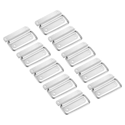 uxcell Uxcell Chest Handles, 10Pcs - Stainless Steel Folding Handle, Pull Handles for Wooden Box Tool Box Industrial Equipment Box Cutting Board Trunk (Silver)