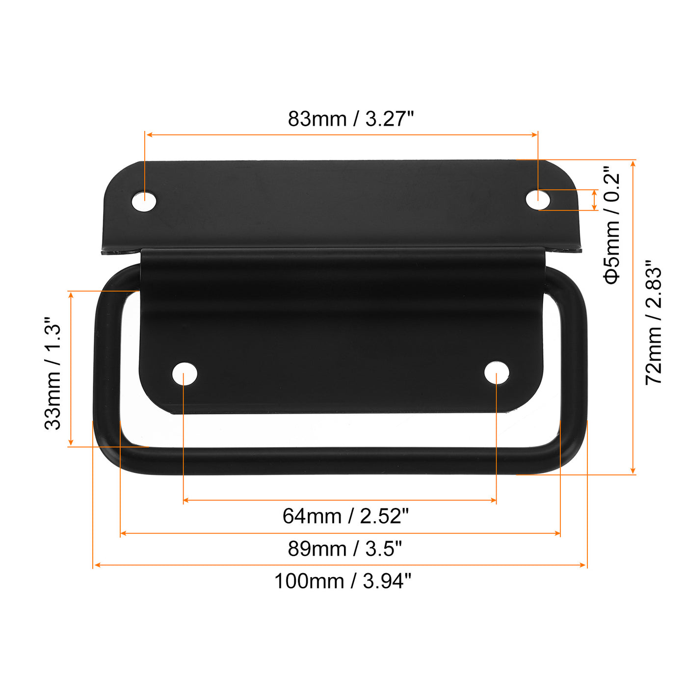 uxcell Uxcell Chest Handles, 2Pcs - Stainless Steel Folding Handle, Pull Handles for Wooden Box Tool Box Industrial Equipment Box Cutting Board Trunk (Black)