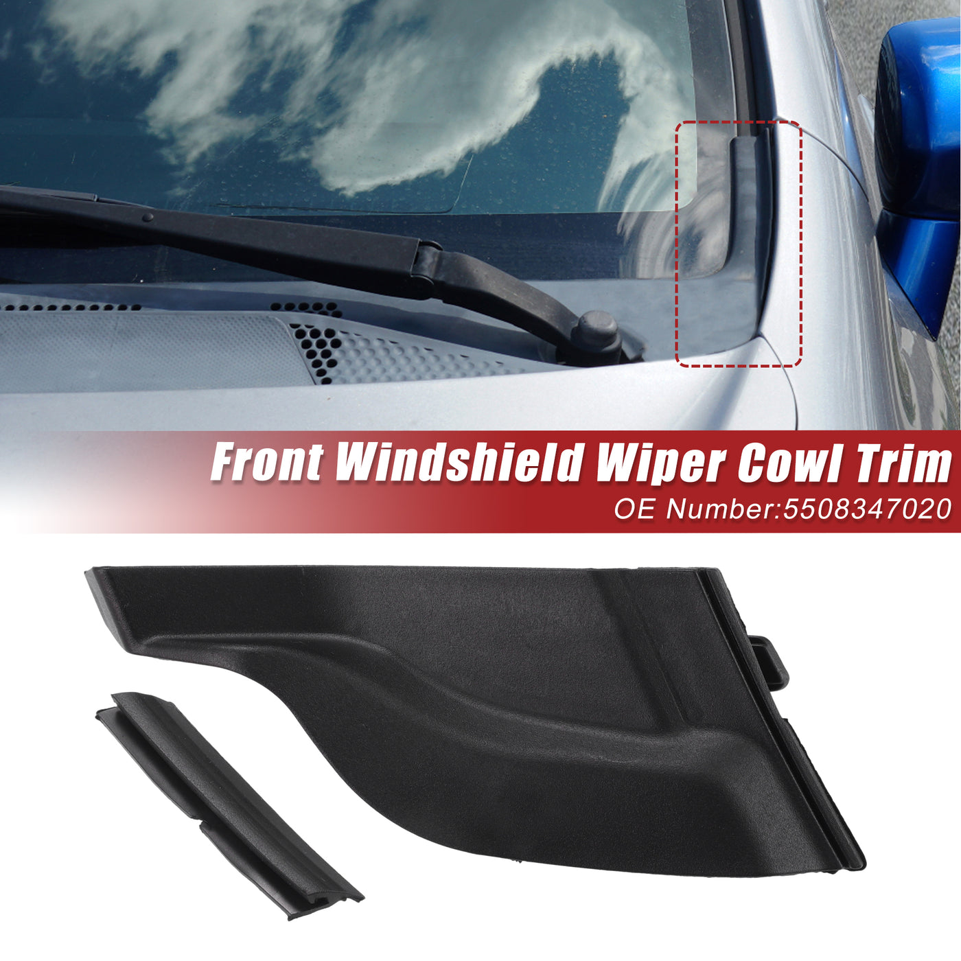 ACROPIX Front Windshield Wiper Cowl Cover Extension Trim Wiper Cowling Plastic Panel Left Fit for Toyota Prius 2010-2015 No.5508347020 - Pack of 1