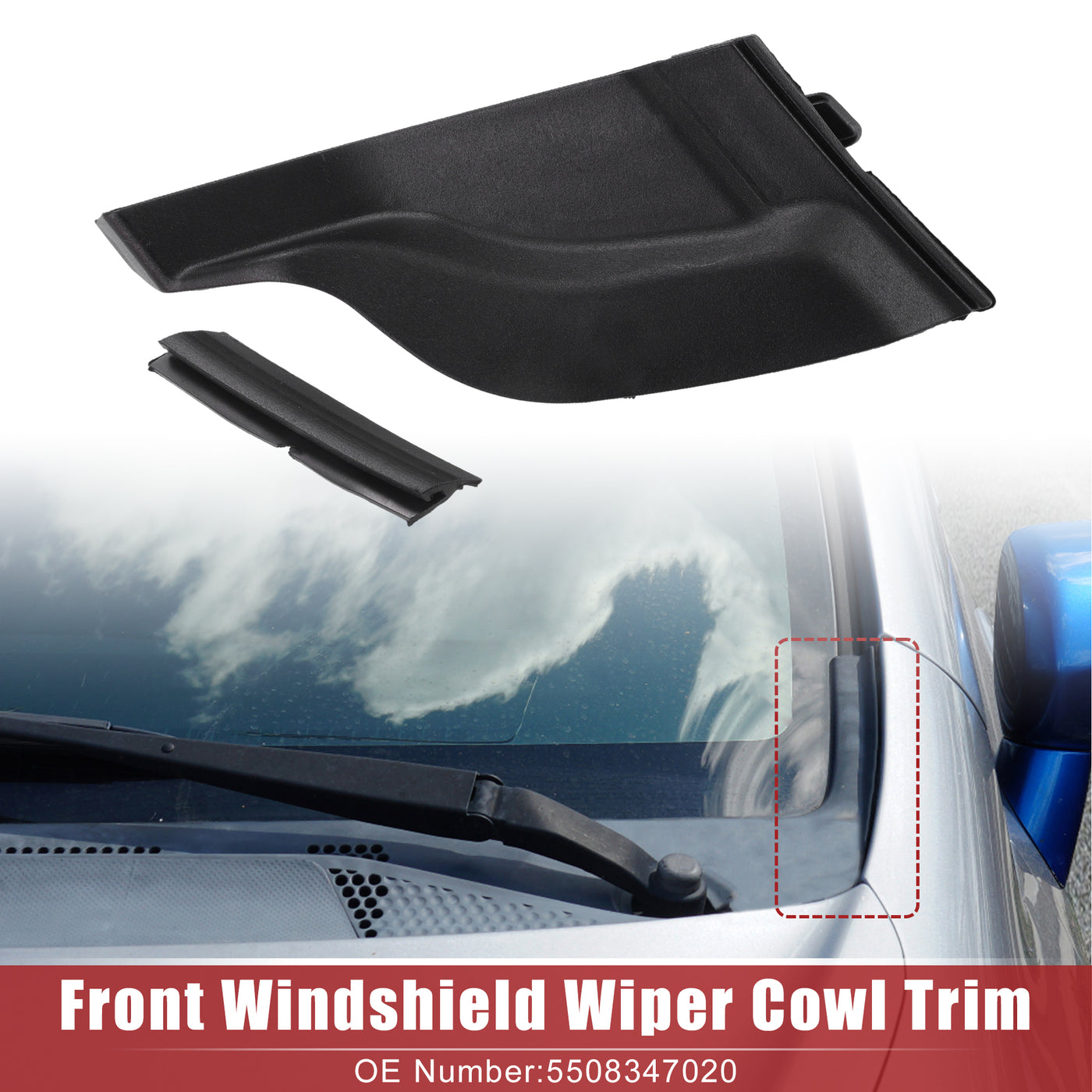 ACROPIX Front Windshield Wiper Cowl Cover Extension Trim Wiper Cowling Plastic Panel Left Fit for Toyota Prius 2010-2015 No.5508347020 - Pack of 1