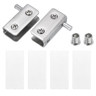 Harfington Uxcell 4 Pair Glass Door Hinge Glass Door Pivot Hinge Glass Clamp for 5-8mm Silver