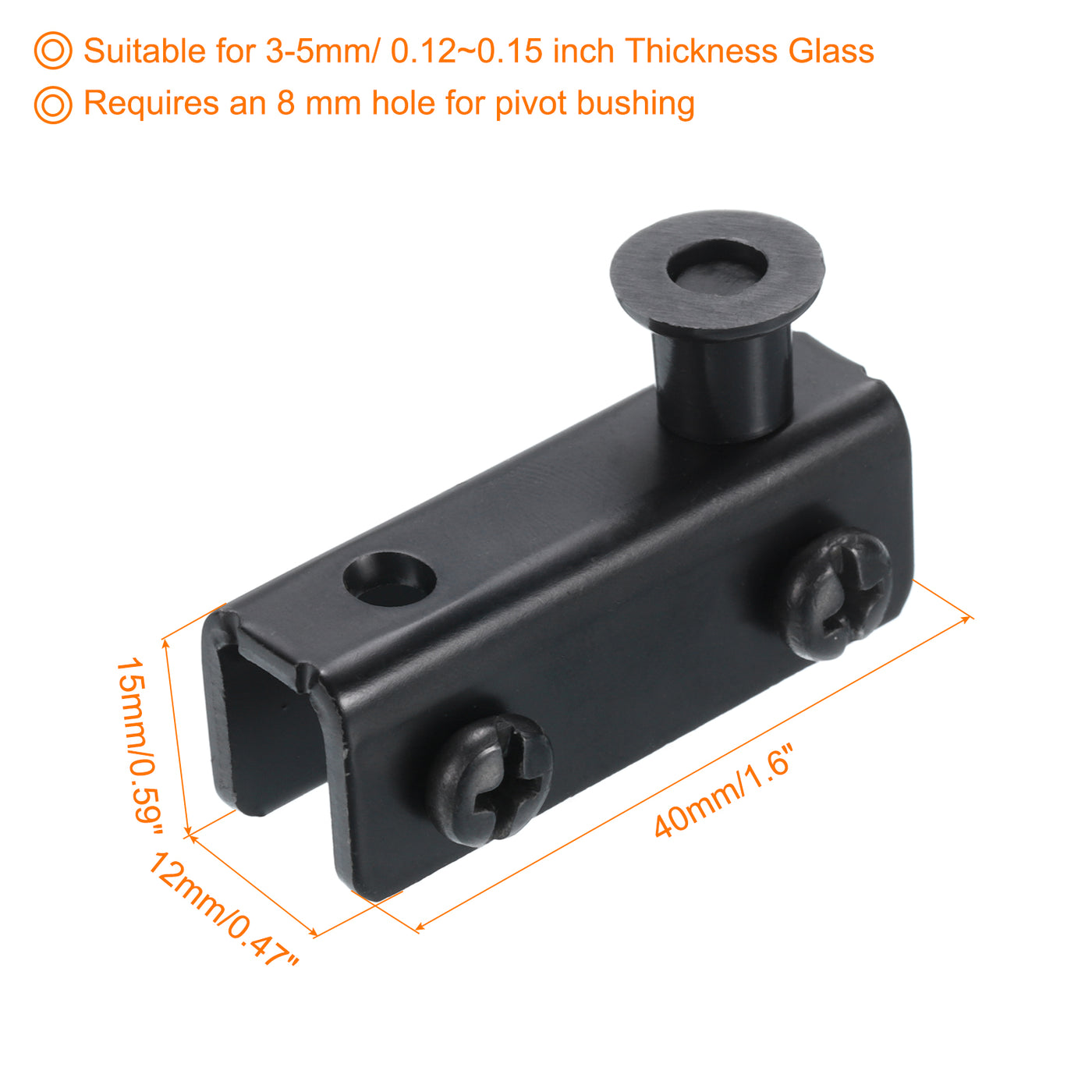 uxcell Uxcell 4 Pair Glass Door Hinge Glass Door Pivot Hinge Glass Clamp for 3-5mm Black