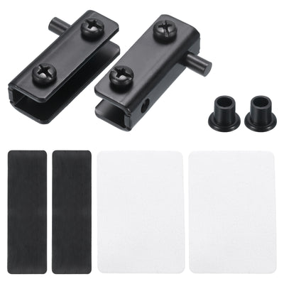 Harfington Uxcell 4 Pair Glass Door Hinge Glass Door Pivot Hinge Glass Clamp for 3-5mm Black