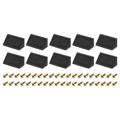 Harfington Uxcell 10Pcs 90 Degree Plastic Corner Braces with Cover Cap, 41x19x19mm Nylon Shelf Right Angle Brackets with Screws for Cabinets, Cupboards (Black)