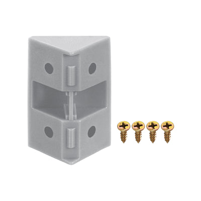 Harfington Uxcell 50Pcs 90 Degree Plastic Corner Braces with Cover Cap, 41x19x19mm Nylon Shelf Right Angle Brackets with Screws for Cabinets, Cupboards (Grey)