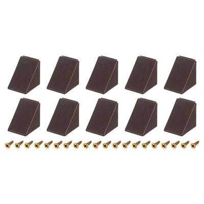 Harfington Uxcell 10Pcs 90 Degree Plastic Corner Braces with Cover Cap, 17.2x21x21mm Nylon Shelf Right Angle Brackets with Screws for Cabinets, Cupboards (Brown)