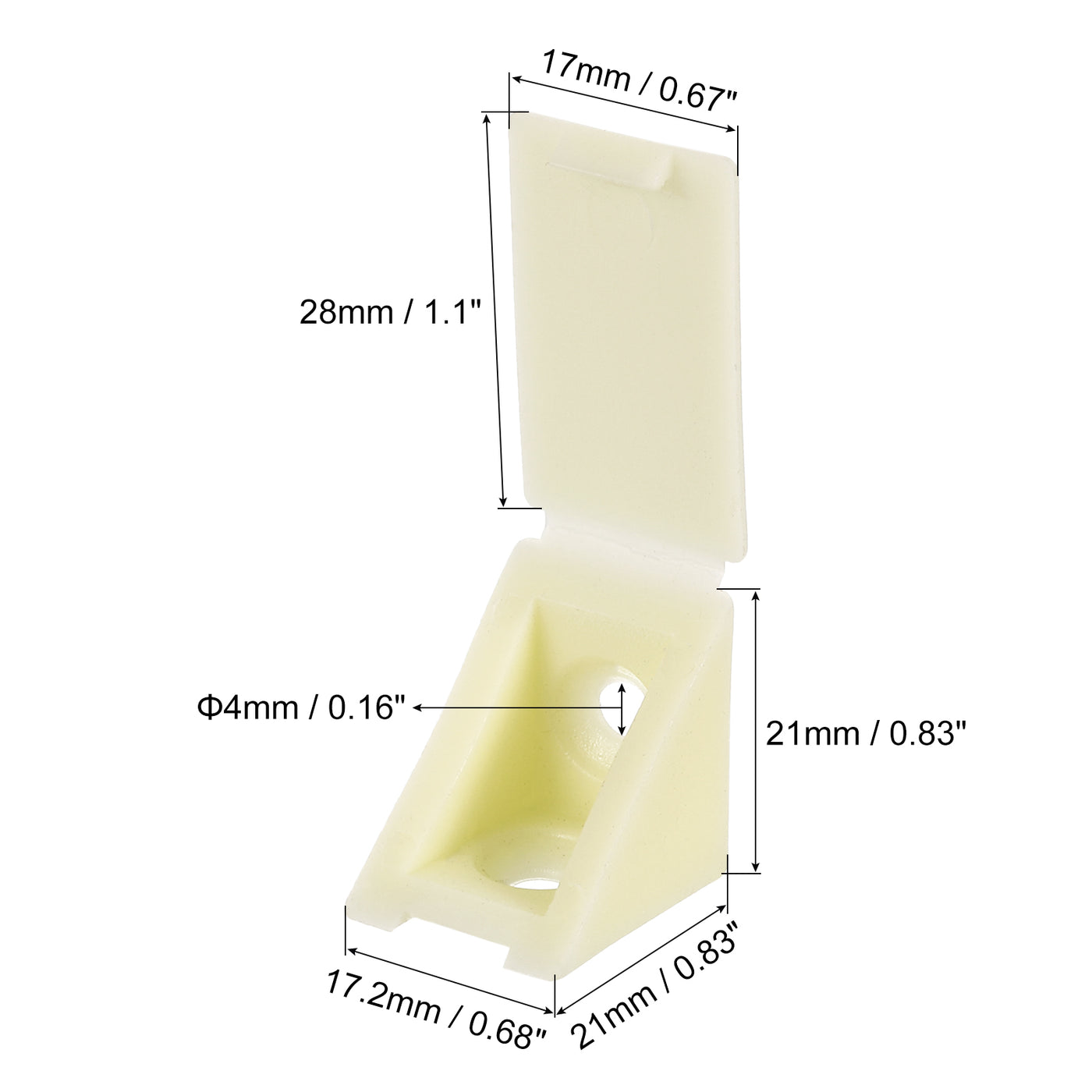 uxcell Uxcell 10Pcs 90 Degree Plastic Corner Braces with Cover Cap, 17.2x21x21mm Nylon Shelf Right Angle Brackets with Screws for Cabinets, Cupboards (Beige Yellow)