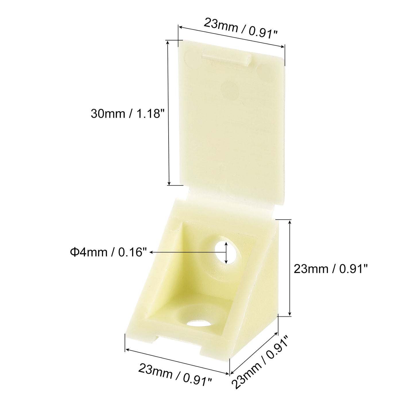 uxcell Uxcell 10Pcs 90 Degree Plastic Corner Braces with Cover Cap, 23x23x23mm Nylon Shelf Right Angle Brackets with Screws for Cabinets, Cupboards (Beige Yellow)