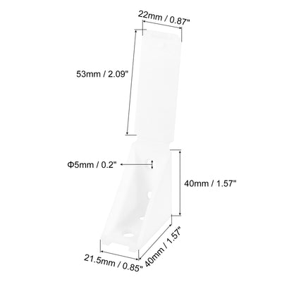 Harfington Uxcell 10Pcs 90 Degree Plastic Corner Braces with Cover Cap, 21.5x40x40mm Nylon Shelf Right Angle Brackets with Screws for Cabinets, Cupboards (White)