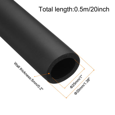 Harfington Pipe Insulation Foam Tube Lagging Insulation Pipe 25mm(1") ID 35mm OD 20" Heat Preservation for Handle Grip Support