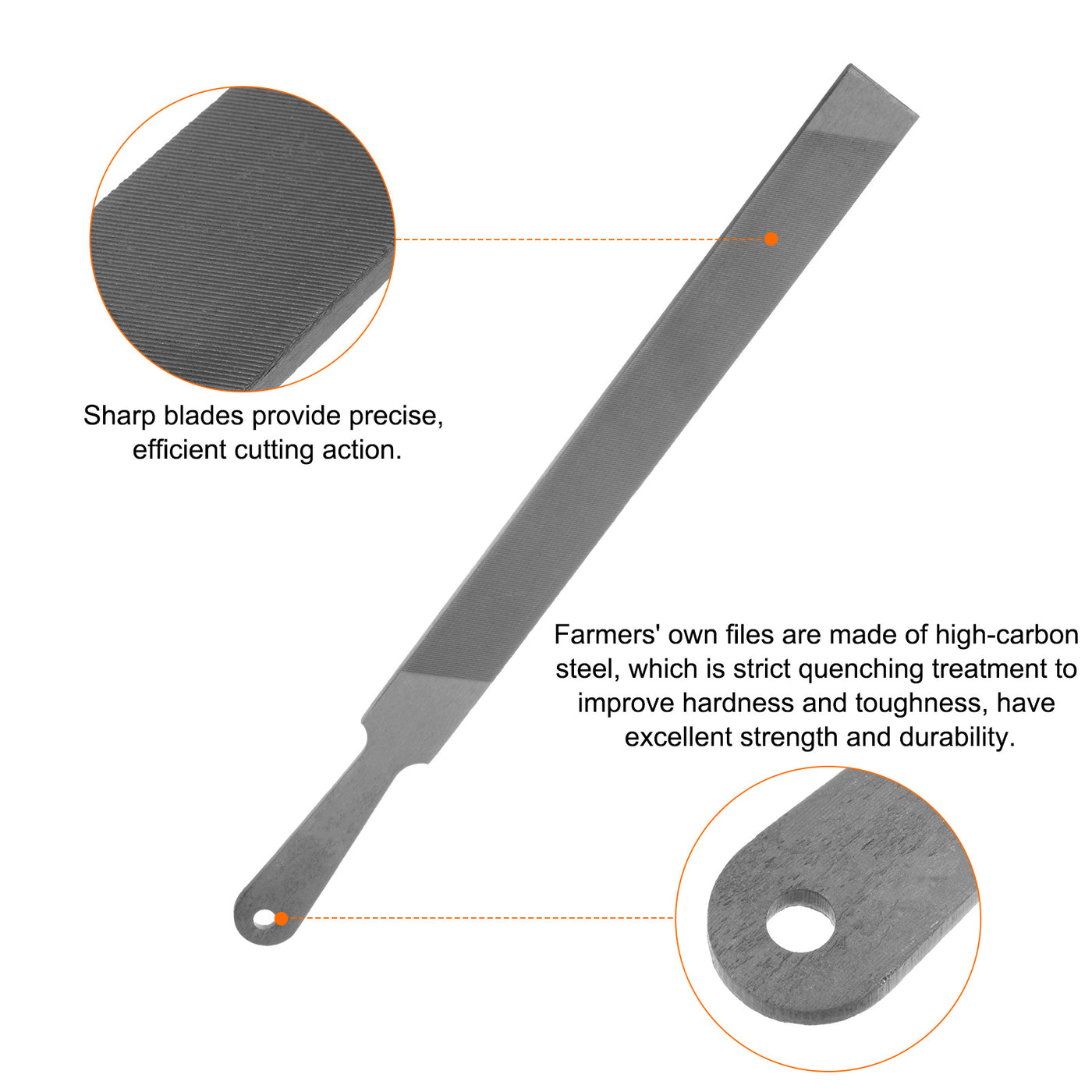 Harfington Farmers Own Files 12 Inch High Carbon Steel Single Cut Flat Hand Rasp File