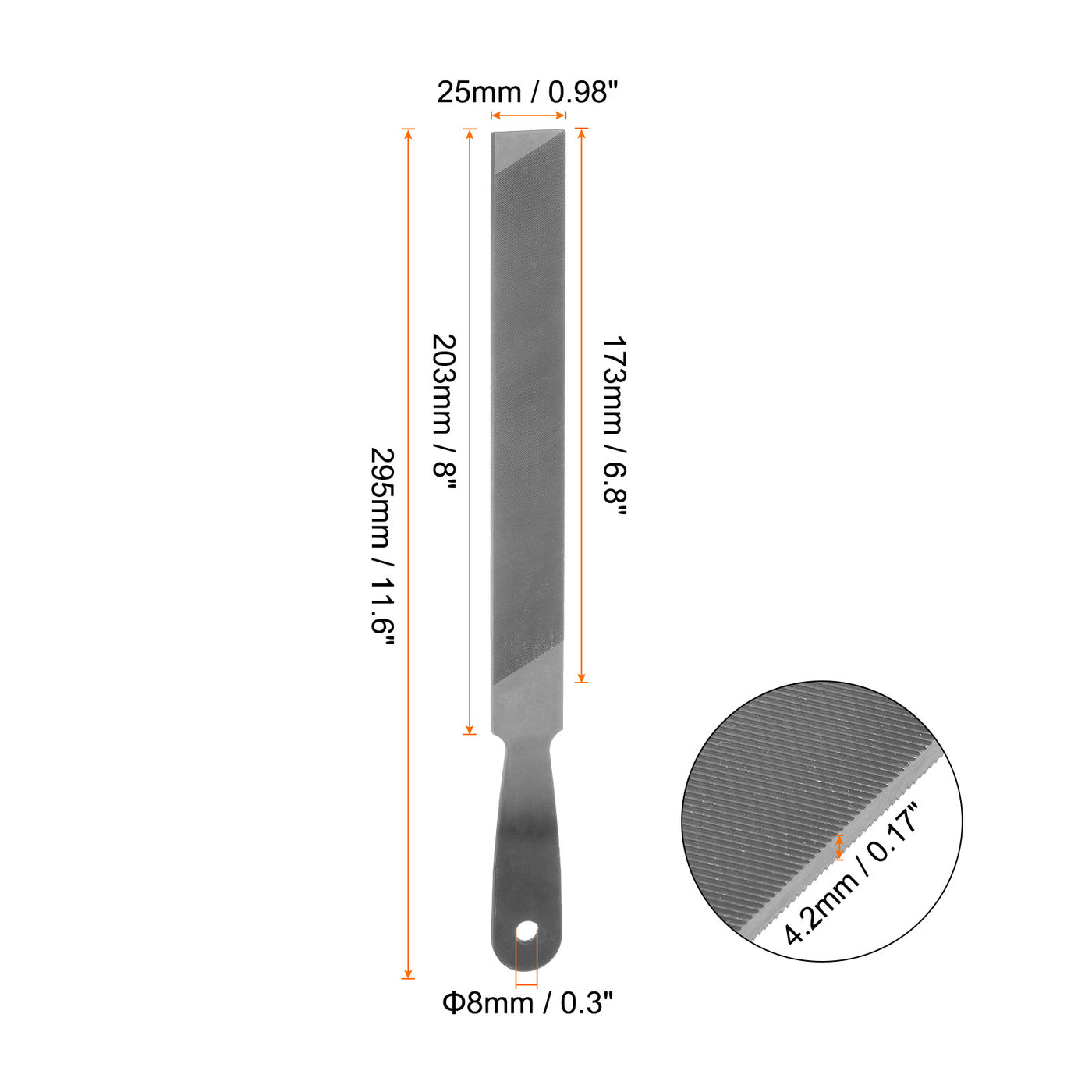 Harfington Farmers Own Files 8 Inch High Carbon Steel Single Cut Flat Hand Rasp File