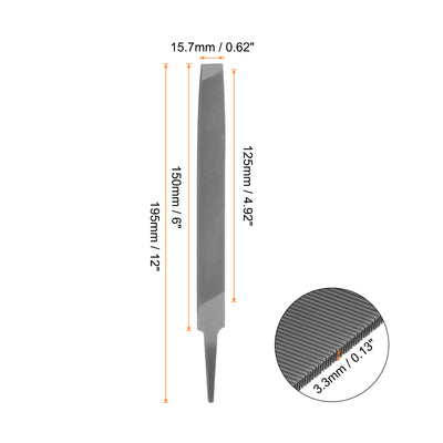 Harfington Mill File 6" 3.3mm High Carbon Steel Single Cut Flat Hand File
