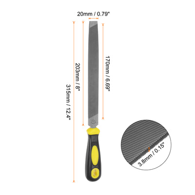 Harfington Horseshoe File 8" 3.8mm Single Cut Flat Hand File with Plastic Handle