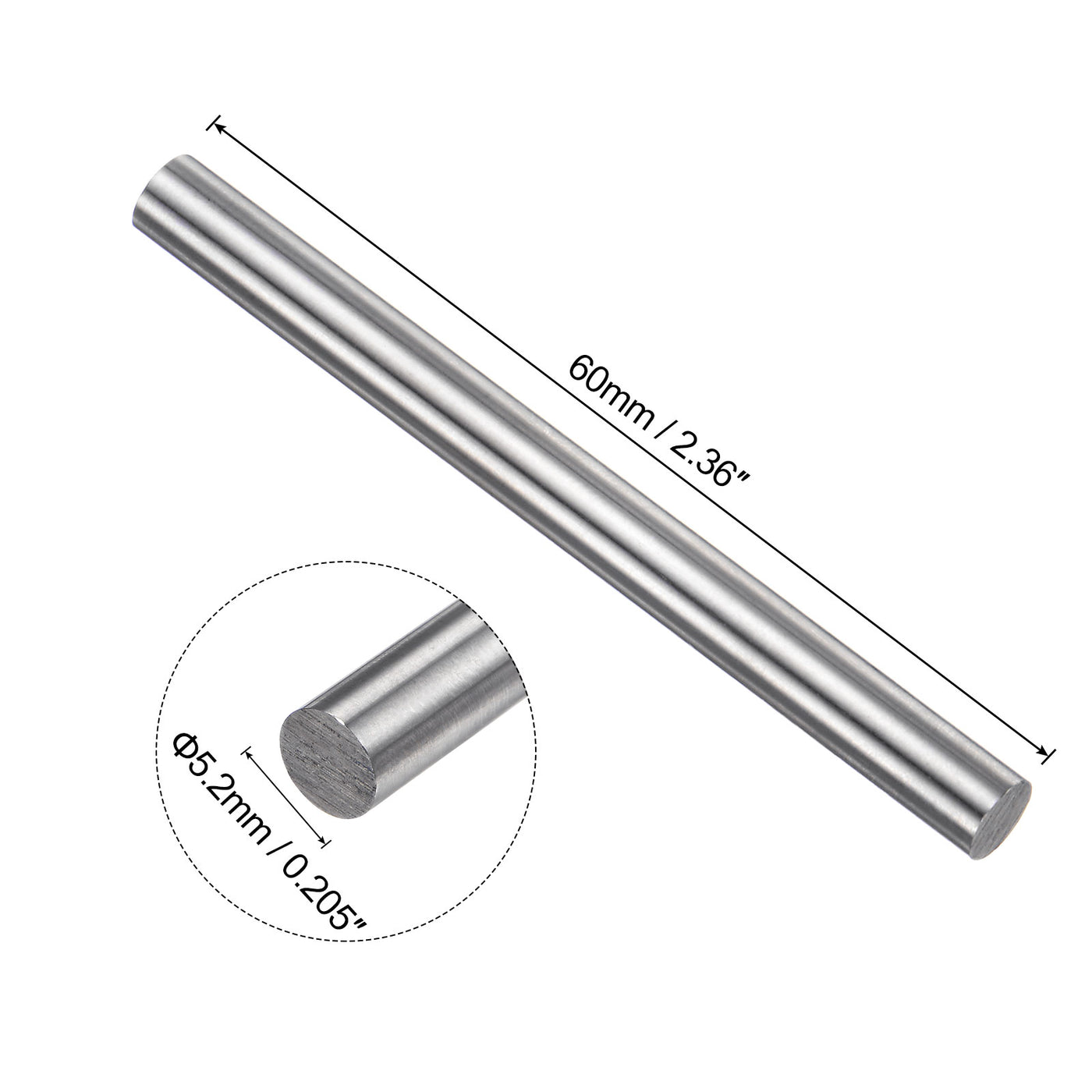 uxcell Uxcell Round Metal Rods 5.2mm x 60mm High Speed Steel (HSS) Lathe Bar Stock 10 Pcs