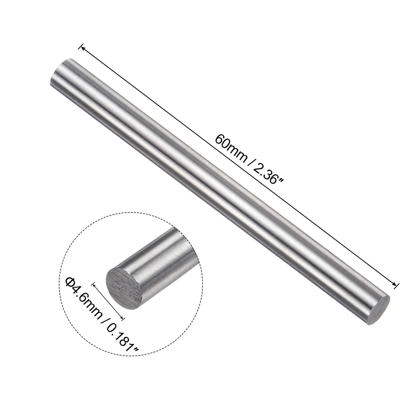 uxcell Uxcell Round Metal Rods 4.6mm x 60mm High Speed Steel (HSS) Lathe Bar Stock 10 Pcs