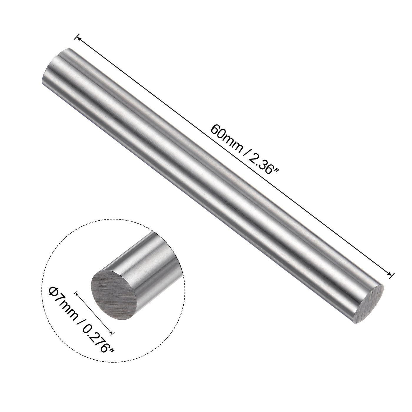 uxcell Uxcell Round Metal Rods 7mm x 60mm High Speed Steel (HSS) Lathe Bar Stock 5 Pcs