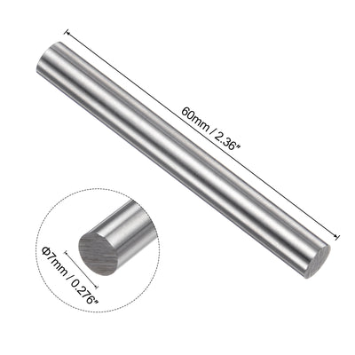 Harfington Uxcell Round Metal Rods 7mm x 60mm High Speed Steel (HSS) Lathe Bar Stock 5 Pcs