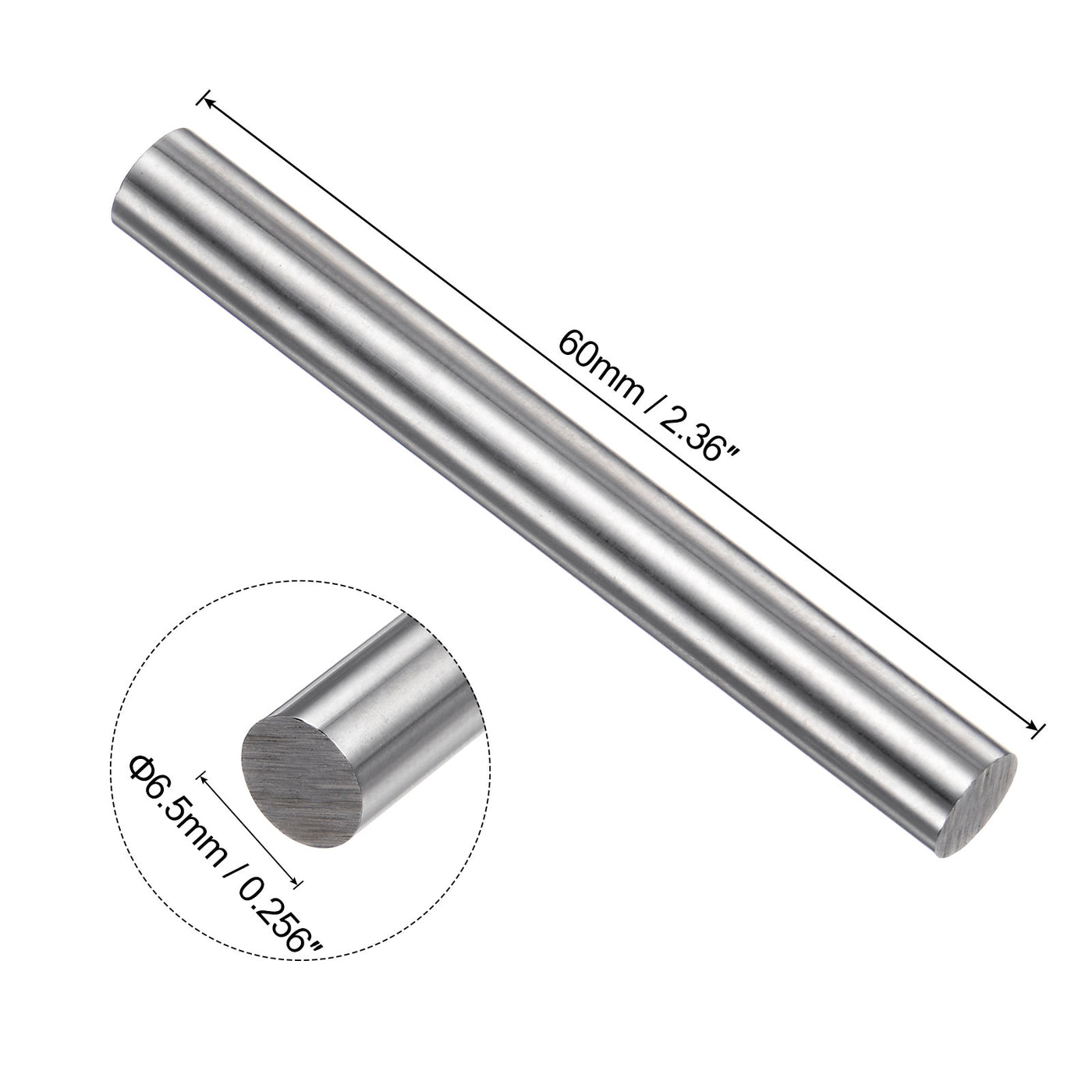 uxcell Uxcell Round Metal Rods 6.5mm x 60mm High Speed Steel (HSS) Lathe Bar Stock 5 Pcs