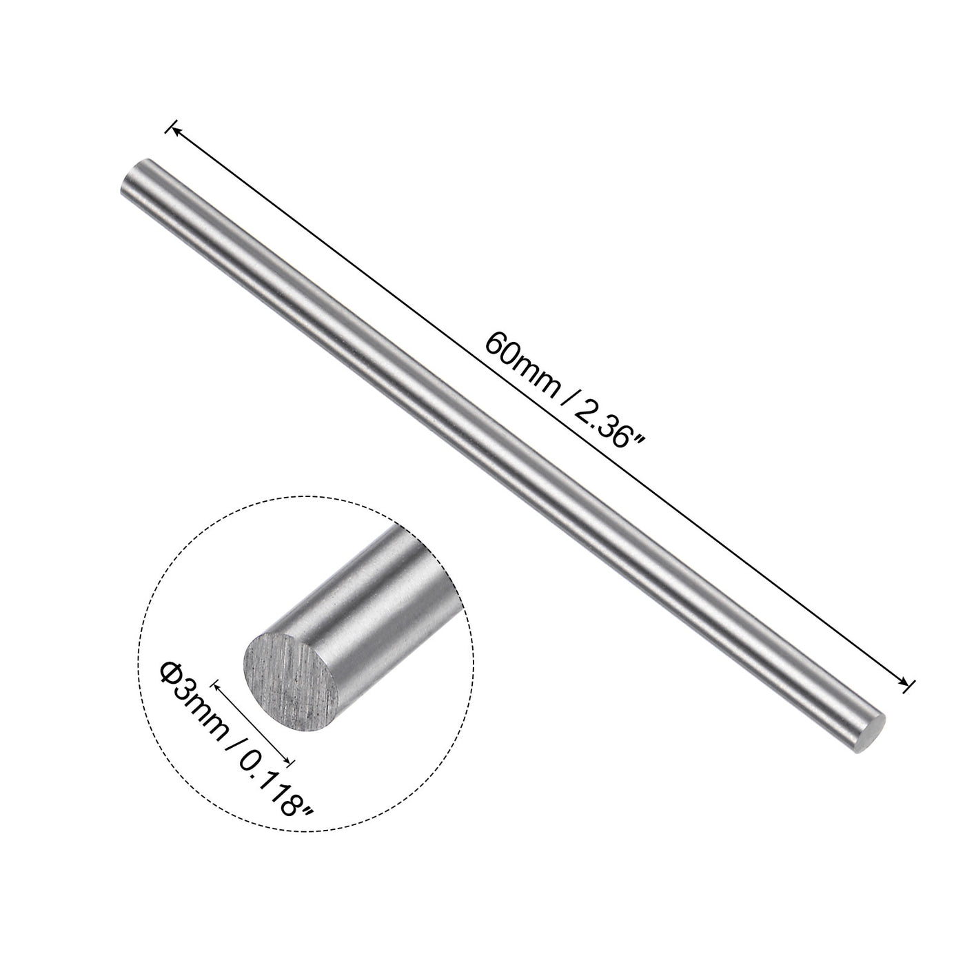 uxcell Uxcell Round Metal Rods 3mm x 60mm High Speed Steel (HSS) Lathe Bar Stock 20 Pcs