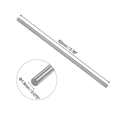 Harfington Uxcell Round Metal Rods 1.9mm x 60mm High Speed Steel (HSS) Lathe Bar Stock 20 Pcs