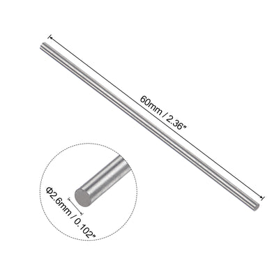 Harfington Uxcell Round Metal Rods 2.6mm x 60mm High Speed Steel (HSS) Lathe Bar Stock 20 Pcs