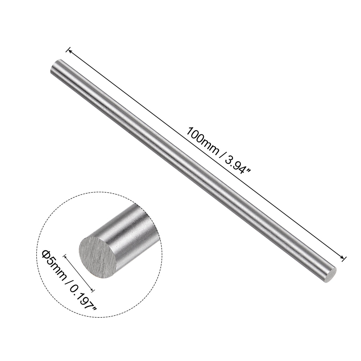 uxcell Uxcell Round Metal Rods 5mm x 100mm High Speed Steel (HSS) Lathe Bar Stock 10 Pcs