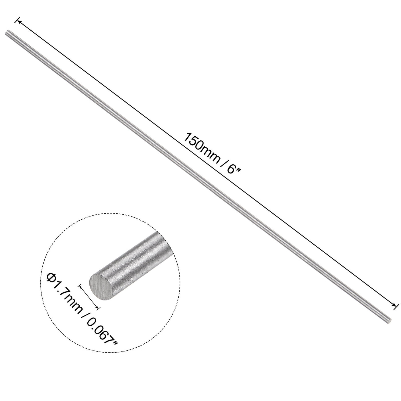 uxcell Uxcell Round Metal Rods 1.7mm x 150mm High Speed Steel (HSS) Lathe Bar Stock 10 Pcs