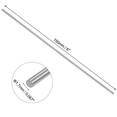 Harfington Uxcell Round Metal Rods 1.7mm x 150mm High Speed Steel (HSS) Lathe Bar Stock 10 Pcs