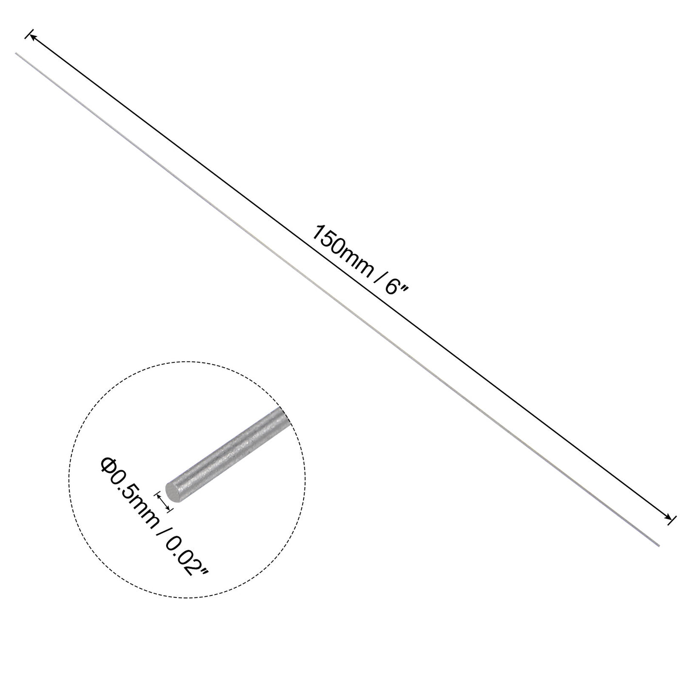 uxcell Uxcell Round Metal Rods 0.5mm x 150mm High Speed Steel (HSS) Lathe Bar Stock 10 Pcs