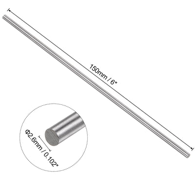 Harfington Uxcell Round Metal Rods 2.6mm x 150mm High Speed Steel (HSS) Lathe Bar Stock 10 Pcs