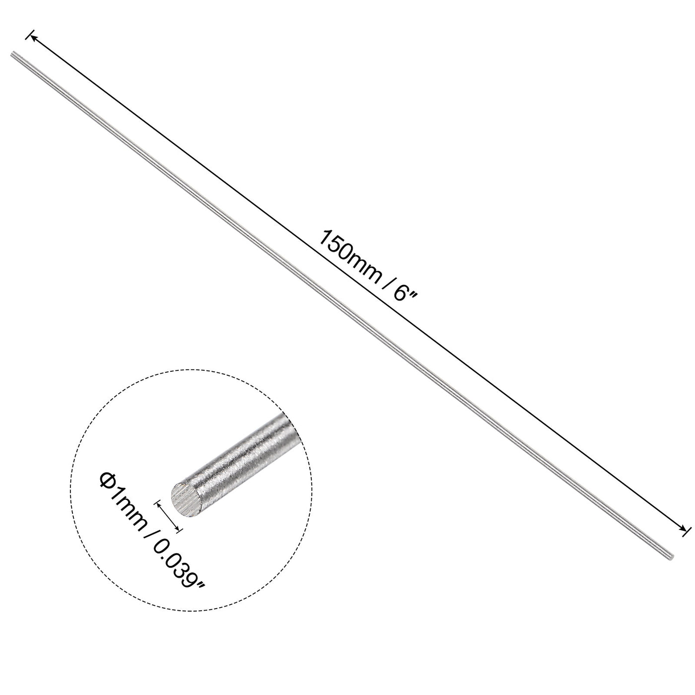 uxcell Uxcell Round Metal Rods 1mm x 150mm High Speed Steel (HSS) Lathe Bar Stock 5 Pcs