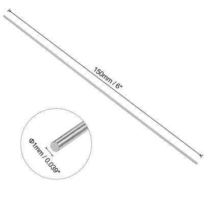 Harfington Uxcell Round Metal Rods 1mm x 150mm High Speed Steel (HSS) Lathe Bar Stock 5 Pcs