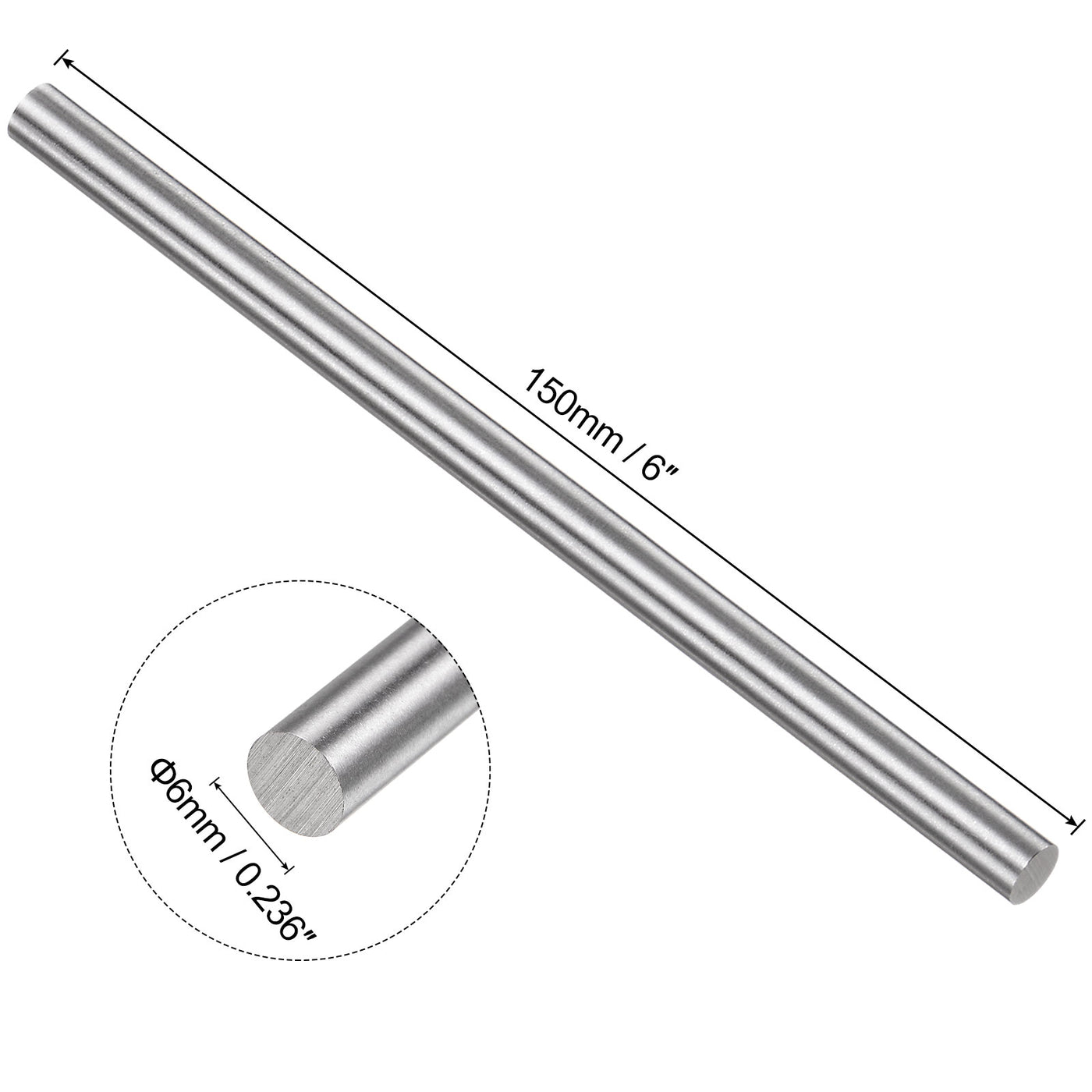 uxcell Uxcell Round Metal Rods 6mm x 150mm High Speed Steel (HSS) Lathe Bar Stock 5 Pcs