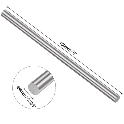 Harfington Uxcell Round Metal Rods 6mm x 150mm High Speed Steel (HSS) Lathe Bar Stock 5 Pcs