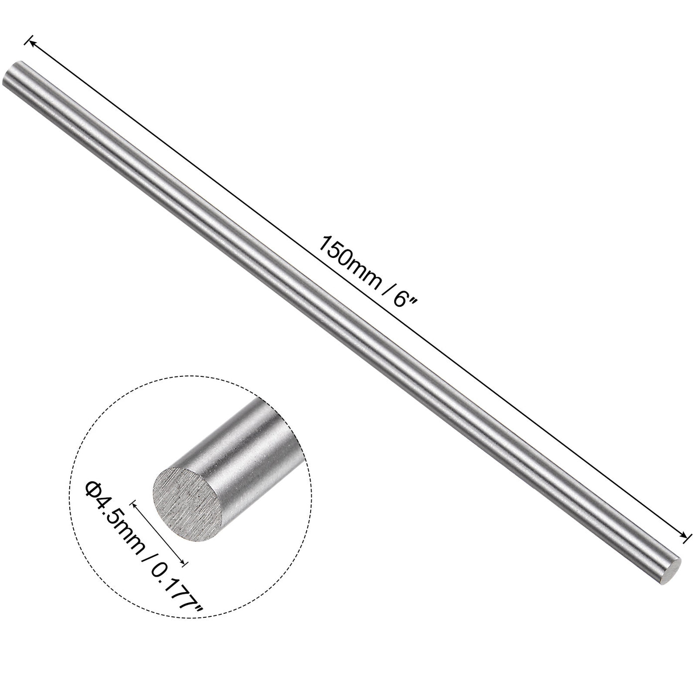 uxcell Uxcell Round Metal Rods 4.5mm x 150mm High Speed Steel (HSS) Lathe Bar Stock 5 Pcs