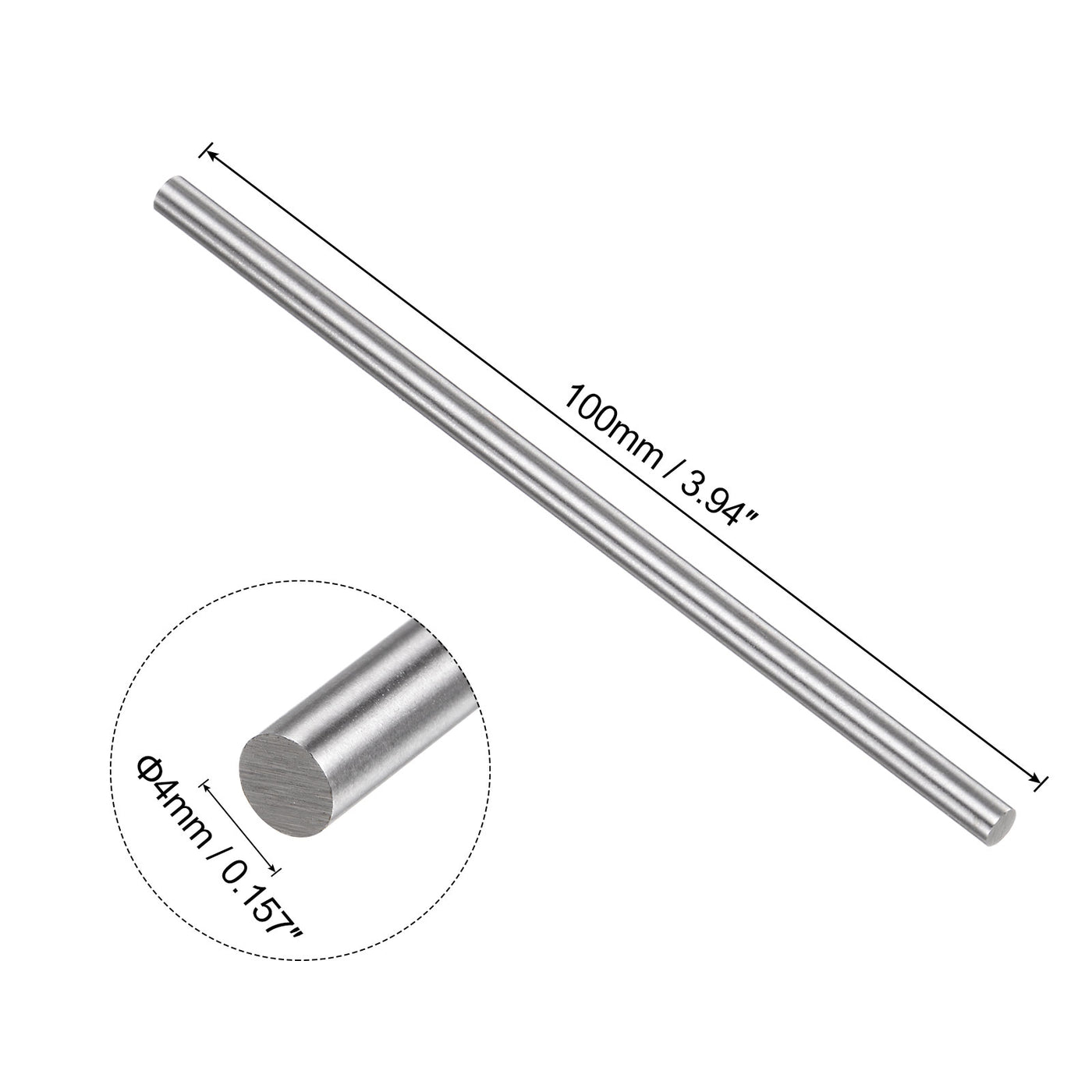 uxcell Uxcell Round Metal Rods 4mm x 100mm High Speed Steel (HSS) Lathe Bar Stock 10 Pcs