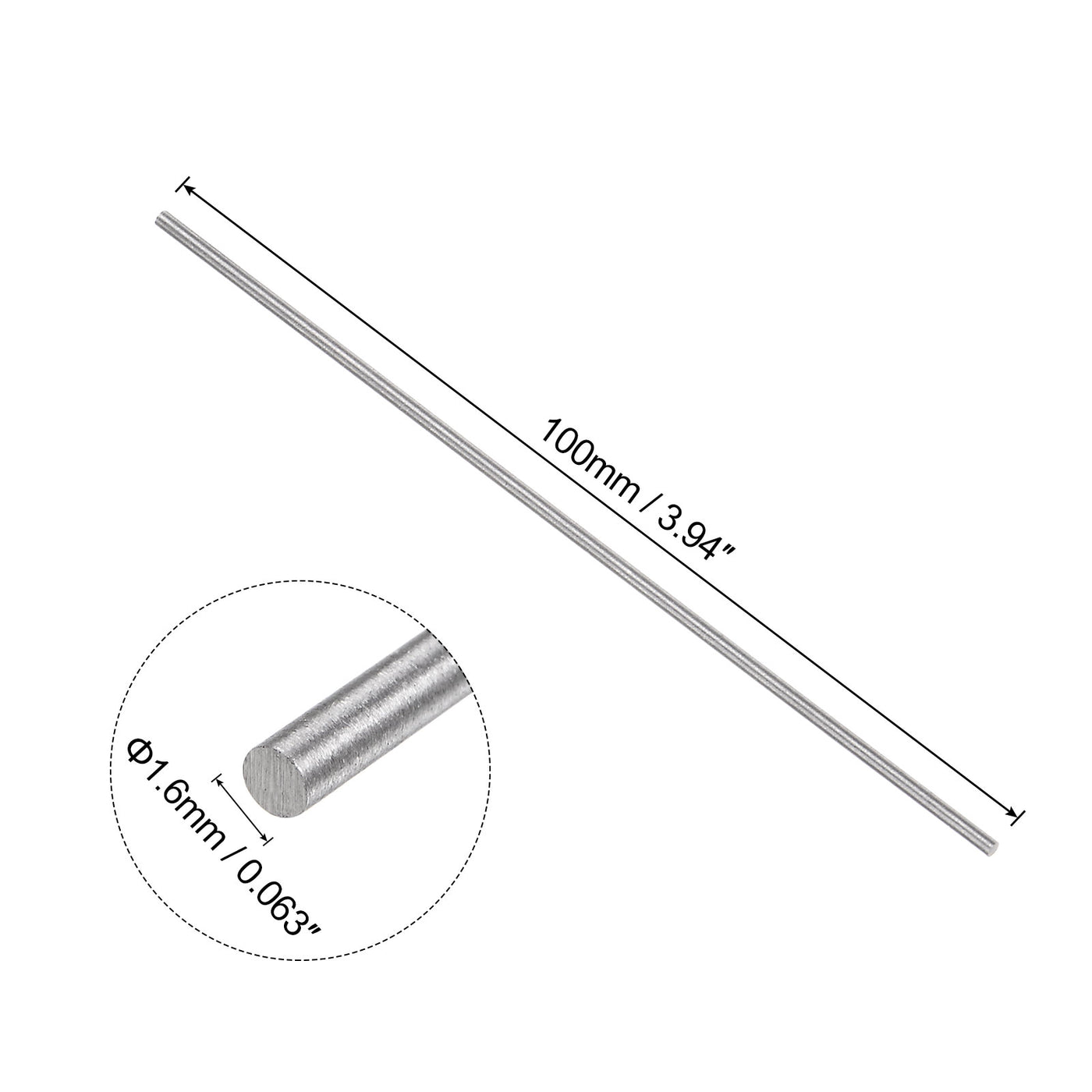 uxcell Uxcell Round Metal Rods 1.6mm x 100mm High Speed Steel (HSS) Lathe Bar Stock 5 Pcs