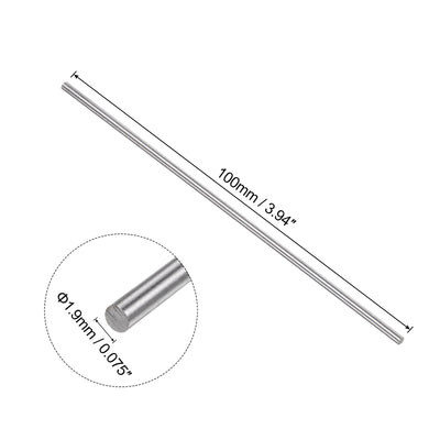 Harfington Uxcell Round Metal Rods 1.9mm x 100mm High Speed Steel (HSS) Lathe Bar Stock 5 Pcs