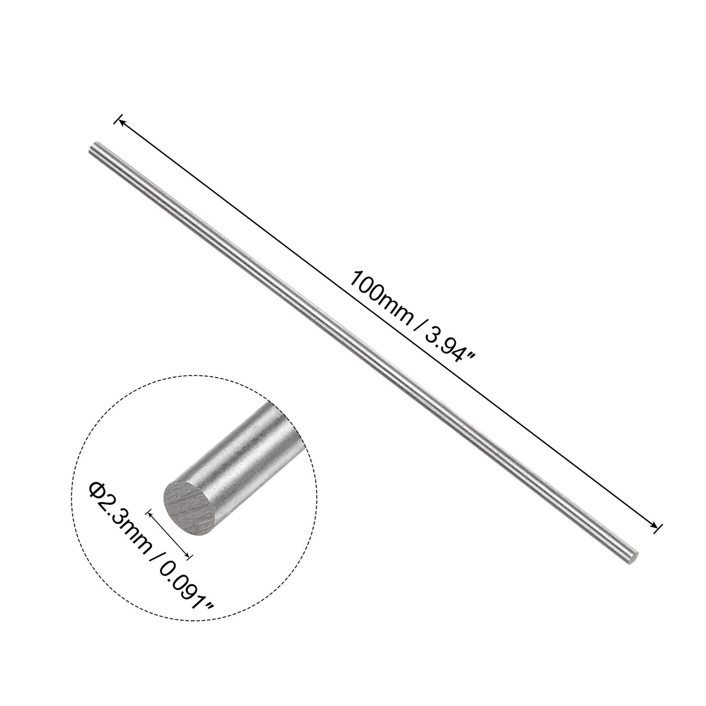 uxcell Uxcell Round Metal Rods 2.3mm x 100mm High Speed Steel (HSS) Lathe Bar Stock 5 Pcs