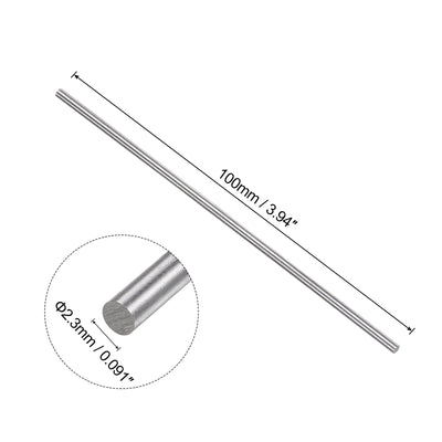 Harfington Uxcell Round Metal Rods 2.3mm x 100mm High Speed Steel (HSS) Lathe Bar Stock 5 Pcs