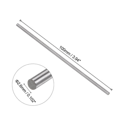 Harfington Uxcell Round Metal Rods 2.6mm x 100mm High Speed Steel (HSS) Lathe Bar Stock 5 Pcs