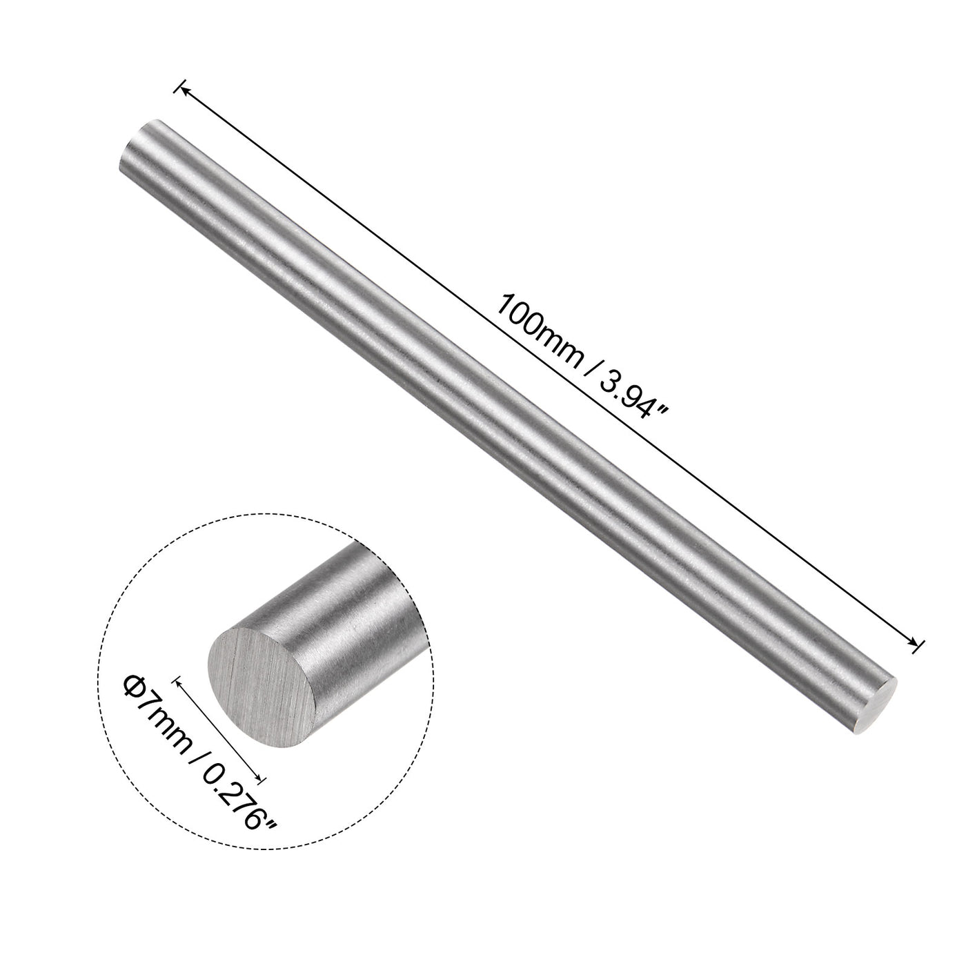 uxcell Uxcell Round Metal Rods 7mm x 100mm High Speed Steel (HSS) Lathe Bar Stock